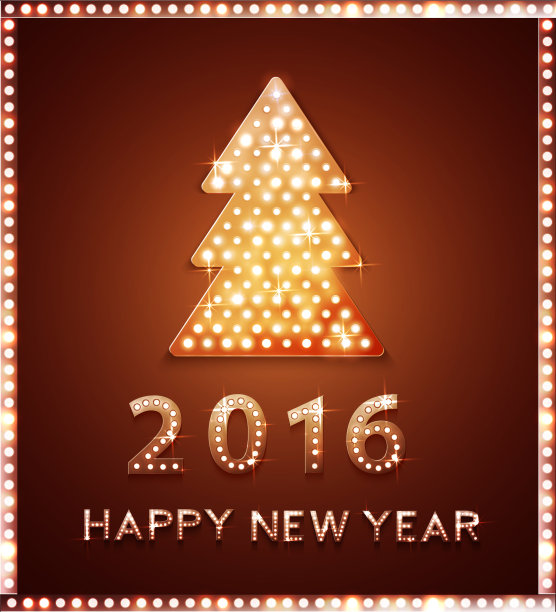 圣诞贺卡与圣诞树复古灯图片下载