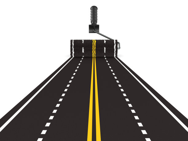 用滚轮刷在白色背景上绘制道路。孤立的3 d演示图片下载