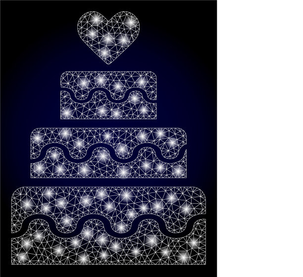 明亮的多边形网格结婚蛋糕与轻图片下载