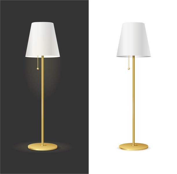 逼真详细的3d灯地板集。向量图片下载