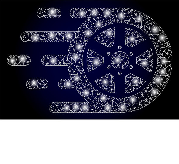 明亮的网状汽车车轮与眩光斑点图片下载