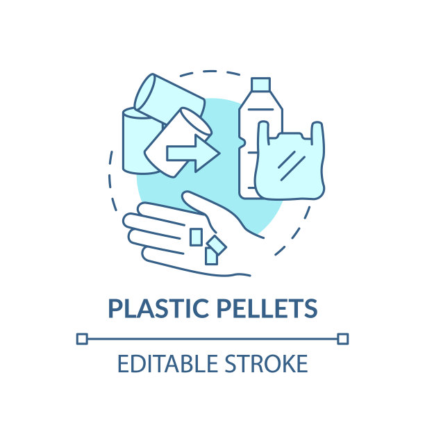 塑料颗粒概念图标。点子细线插图图片下载