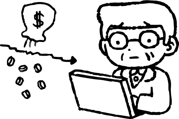 一个在投资上赔钱的黑白老人图片下载