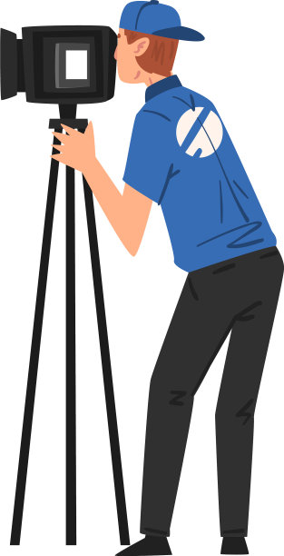 男摄影师开着摄像机拍摄图片下载