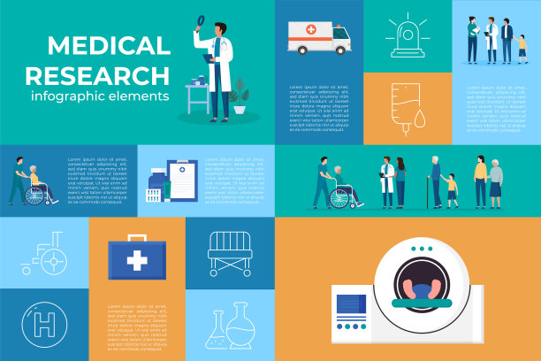 旗帜设计的医学研究信息图图片下载