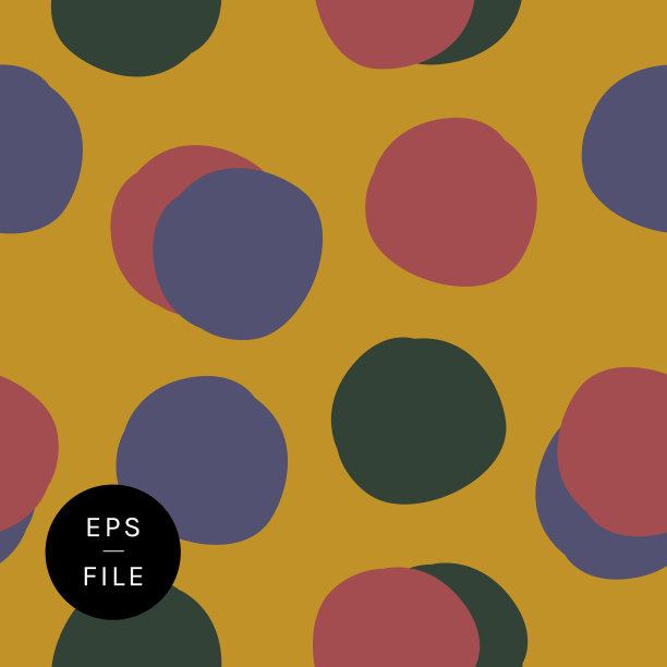 节日的金色背景大胆手绘圆点波尔卡圆点平面设计无缝图案圆形状。节日颜色可编辑矢量。圣诞礼物包装纸装饰墙纸织物样品设计。金色背景，暗森林，绿色，粉红色，淡紫色的里拉图片下载