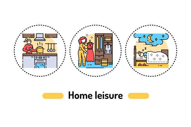 家居休闲彩色线条图标。日常生活。象形文字用于网页、手机应用、促销。可编辑的中风。图片下载