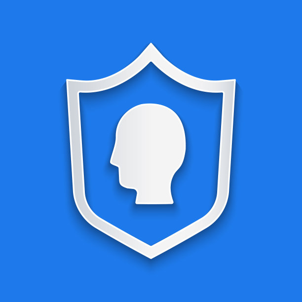 剪纸用户保护图标隔离在蓝色图片下载