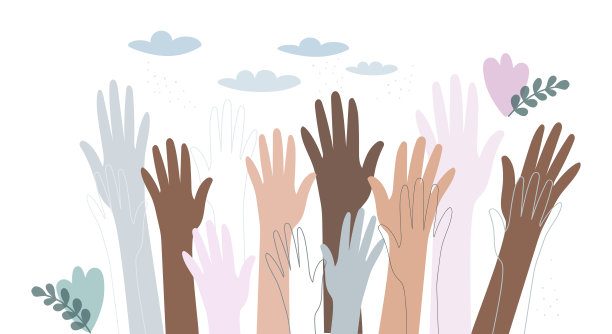 不同民族的人的手。一个由不同肤色的人组成的联合社区。文化和种族多样性。人民之间的友谊与和平的概念。矢量图图片下载