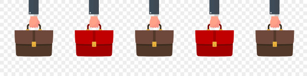 手提箱。公文包图标集合。公文包平的风格。投资组合图标。矢量图图片下载