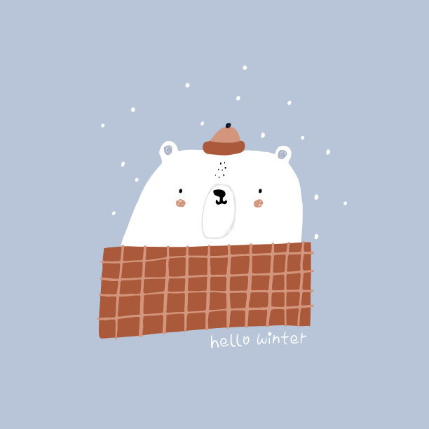 你好,冬天刻字。可爱的卡通熊在冬季帽子和围巾在斯堪的纳维亚风格。儿童印刷，儿童服装，海报，明信片。矢量图图片下载