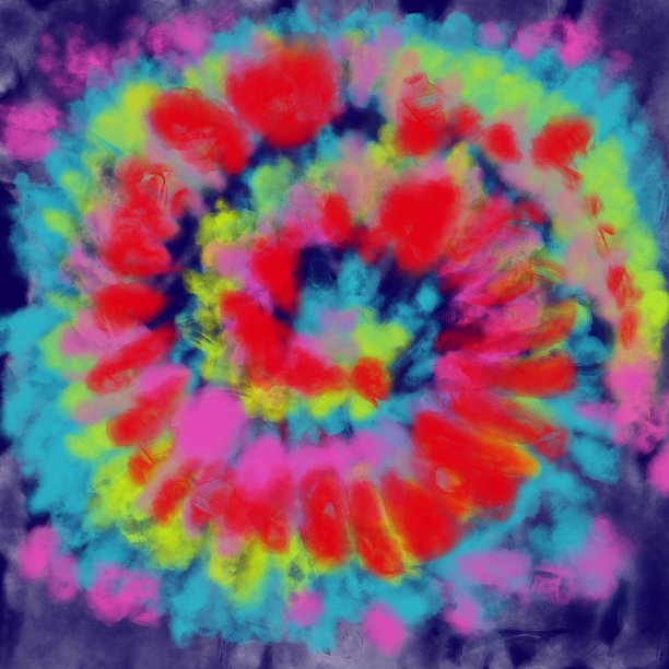 扎染风格背景卷曲漩涡彩虹印花点刷图片下载