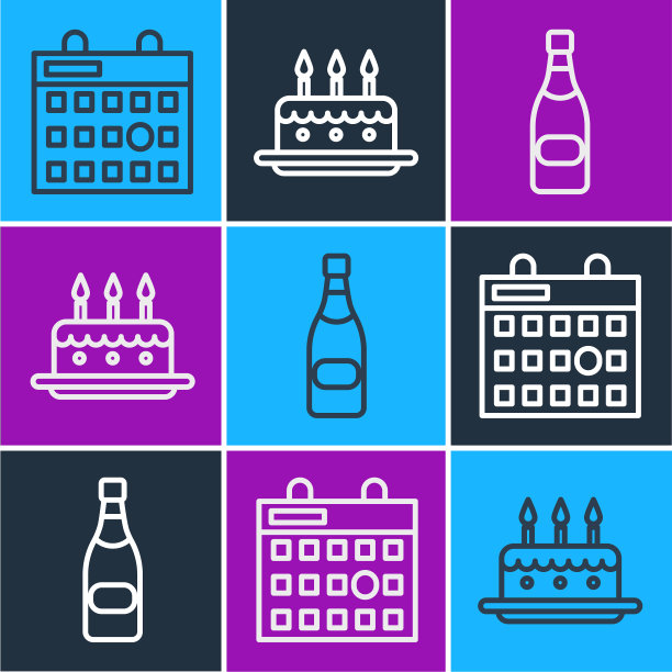 设行生日日历和香槟瓶图片下载