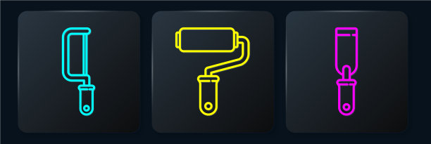 设置线、钢锯、锉刀、漆辊图片下载