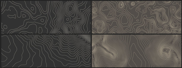 灰色轮廓矢量地形。地理山地地形矢量图。地形纹理模式。地图上的土地矢量地形。高程图形等高线。向量集。图片下载