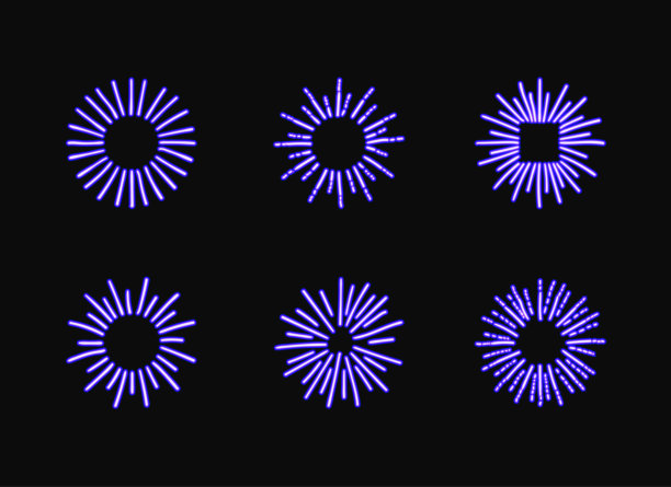 复古霓虹灯圆形图标矢量素材图片下载