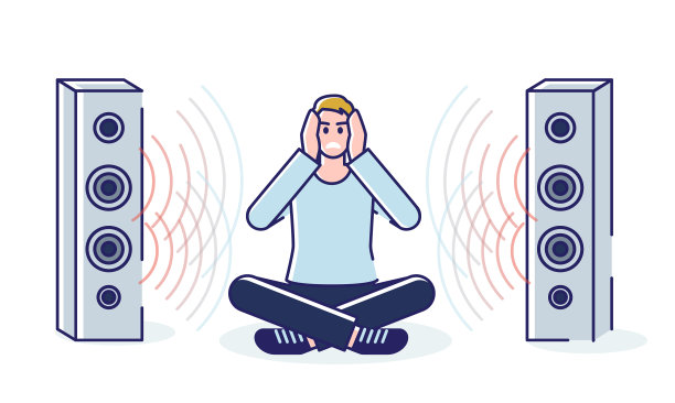 男人累了，大声的音乐被扬声器覆盖图片下载