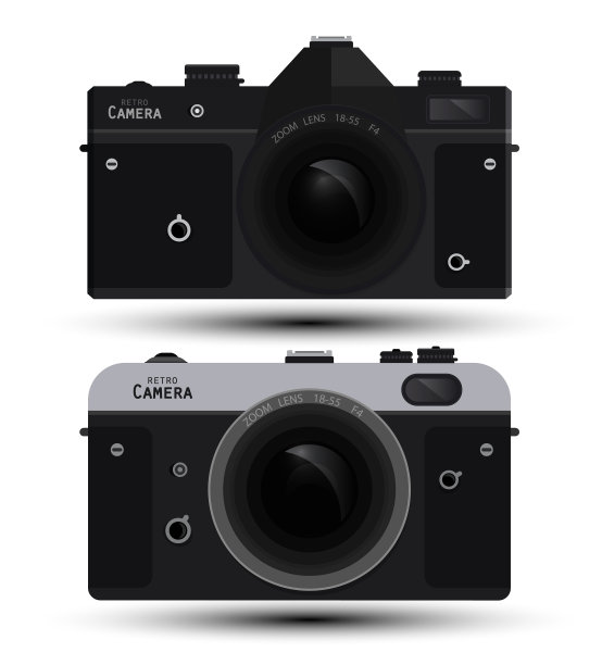 复古单反和无反光镜相机设置隔离图片下载