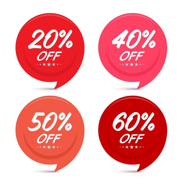 红色折扣标签20 40 50六折图片下载