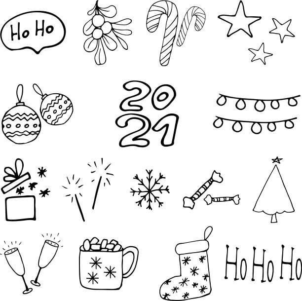 设置手绘圣诞和冬季设计图片下载