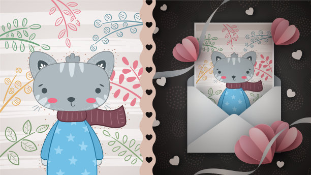 漂亮的小猫——做贺卡的好主意图片下载