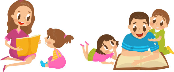 妈妈和爸爸给孩子读书图片下载