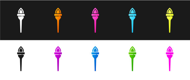 设置火炬火焰图标隔离在黑色和白色图片下载