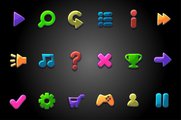 颜色鲜艳的圆形按钮为游戏。图片下载