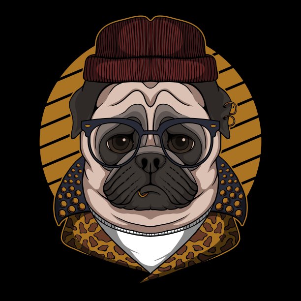 哈巴狗酷矢量插图图片下载