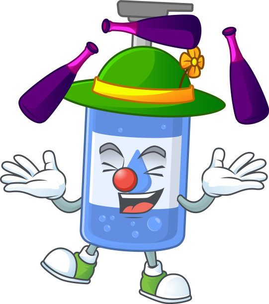 吉祥物洗手液在舞台上玩杂耍图片下载