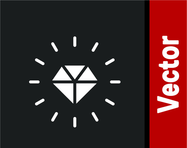 白色钻石图标孤立在黑色背景图片下载