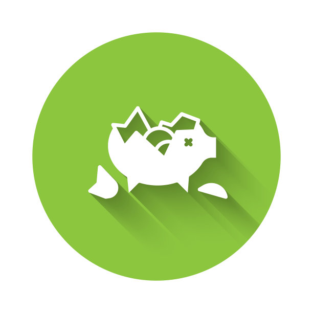 白色破碎的储蓄罐图标孤立与长图片下载