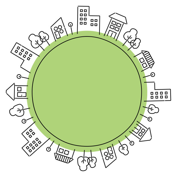 线条艺术的环形城市景观框架图片下载