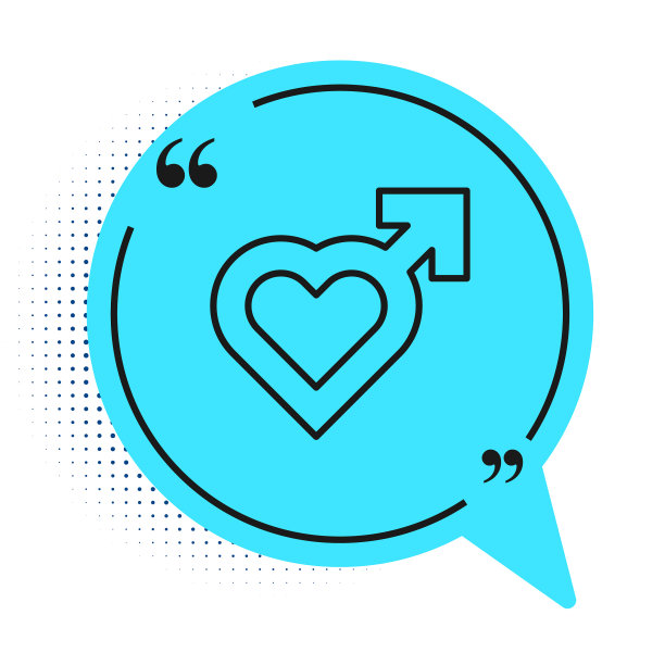 黑线心与男性性别符号图标图片下载