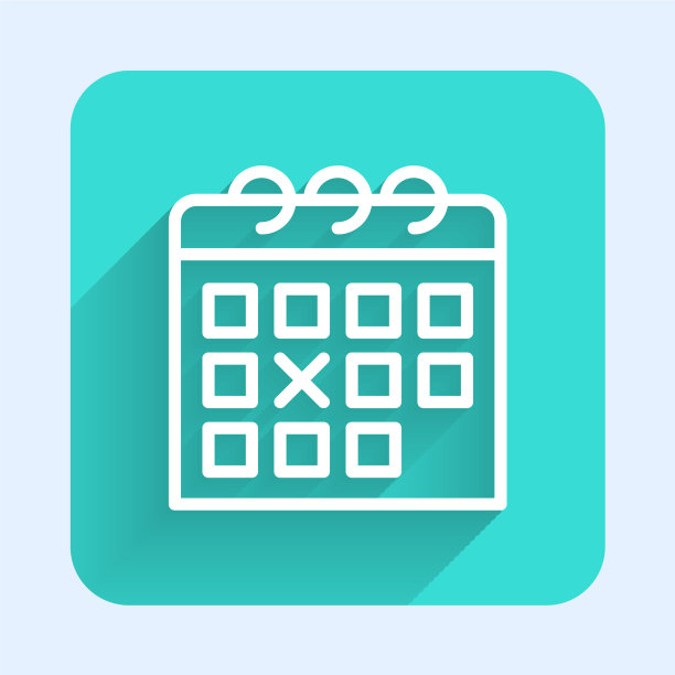 白线日历健身图标与隔离图片下载