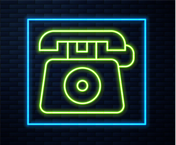 发光的霓虹线电话与紧急呼叫图片下载