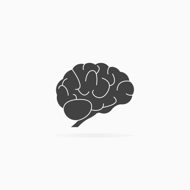 人脑图标阴影和白色背景图片下载