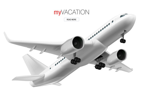 3d白色光滑的商业喷气飞机在天空中图片下载