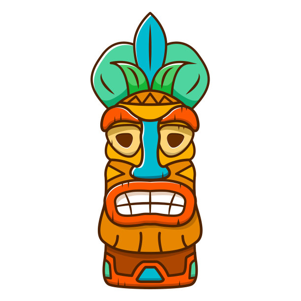 恐怖的提基面具部落种族卡通图片下载