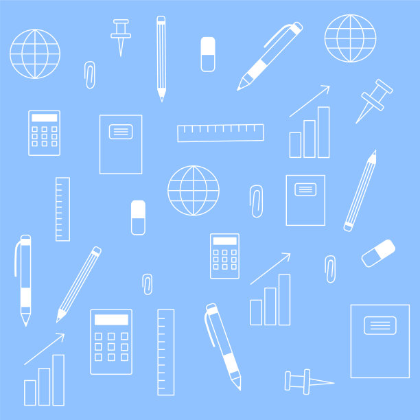 办公用品图标设置为eps10隔离蓝色图片下载