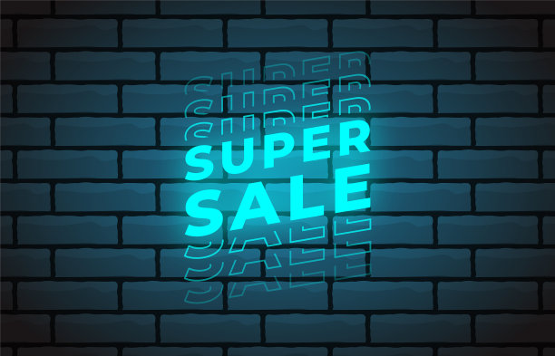 明亮的霓虹灯销售标志，复古的霓虹灯销售标志图片下载