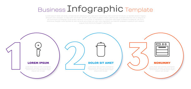 配线披萨刀，烹饪锅和烤箱。业务信息模板。向量图片下载