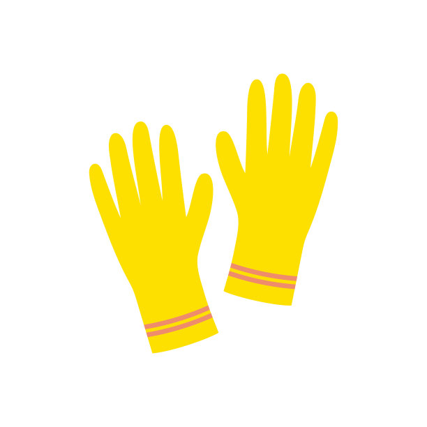 清洁手套在白色背景，橡胶防护手套，矢量插图图片下载