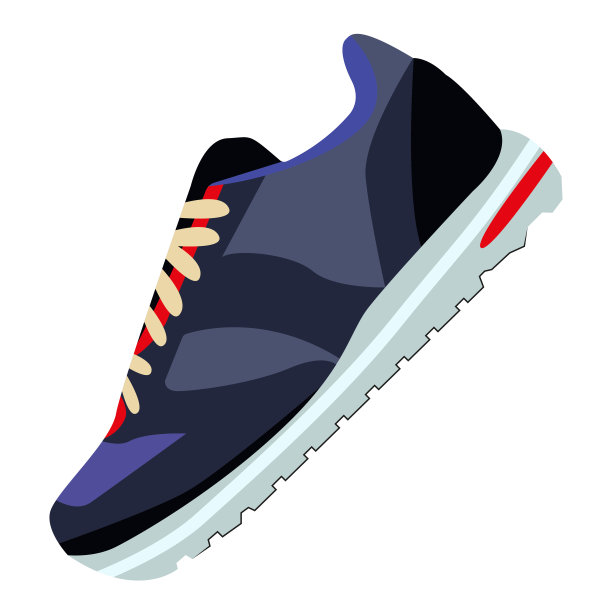 平底鞋图标与鲜艳的彩色运动鞋。孤立在白色背景上。时尚运动鞋侧视图。平的风格。向量图片下载