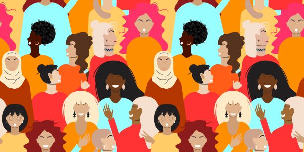 无缝模式与女性面孔图片下载