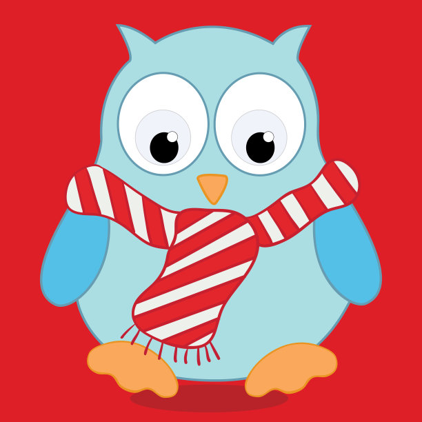 戴着围巾的圣诞猫头鹰图片下载