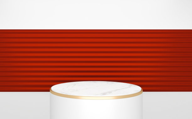 圆形黑色花岗岩裙房的简约设计。三维渲染图片下载