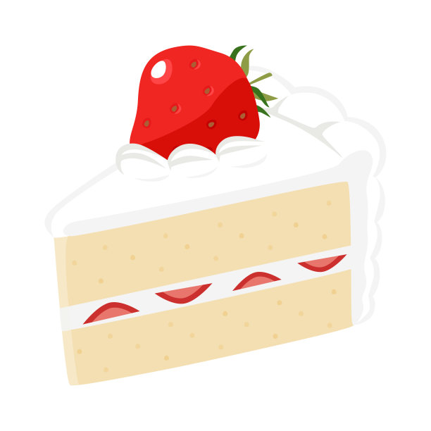 草莓酥饼的插图。奶油蛋糕上放草莓。图片下载