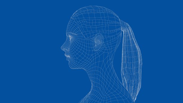 一个年轻美丽的女孩的线框肖像图片下载