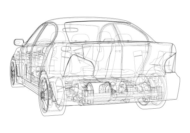 电动汽车与底盘。三维矢量渲染图片下载